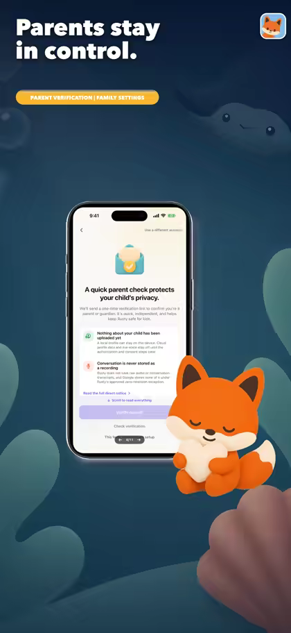 Parent setup and child-privacy controls